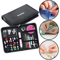 Sewing Kit Kasimir 42 Premium Sewing Supplies in a Mini Size Carrying Case Best Accessories for Kids Adults Professional College Dorm Home Travel and Emergency (Black)