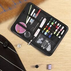 Sewing Kit Kasimir 42 Premium Sewing Supplies in a Mini Size Carrying Case Best Accessories for Kids Adults Professional College Dorm Home Travel and Emergency (Black)