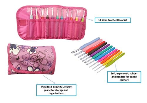 2 Pack Crochet Hook Set - 76 Piece Ergonomic Kit With 0.8mm-6mm Needles & Stitch Markers