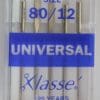 Klasse Sewing Machine Needles, UNIVERSAL Size 80 / 12, Pack of 5 Needles