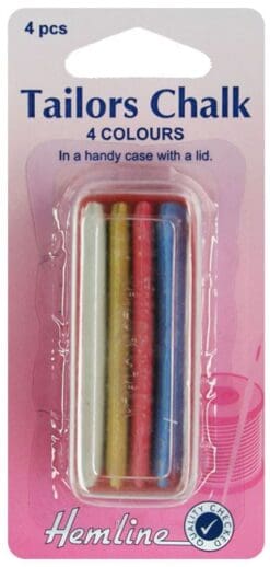 Hemline H245 | 4 Different Colour Tailor's Chalk | In Re-Usable Case