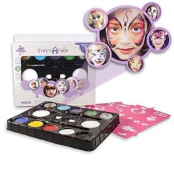 Alternative view of Face Painting Kit For Parties (Paints 50 - 80 Faces) FDA Compliant, Non-Toxic Paint - Vibrant Colors, Done-For-You Stencils, Shimmering Glitter Gels, Versatile Brushes, Sponges, Foam Applicator