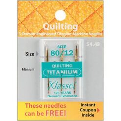 Klasse Titanium Quilting Machine Needles, Size 80/12